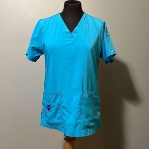 Carhartt Women's Blue Media Force Cross-Flex Panel V-Neck Scrub Top